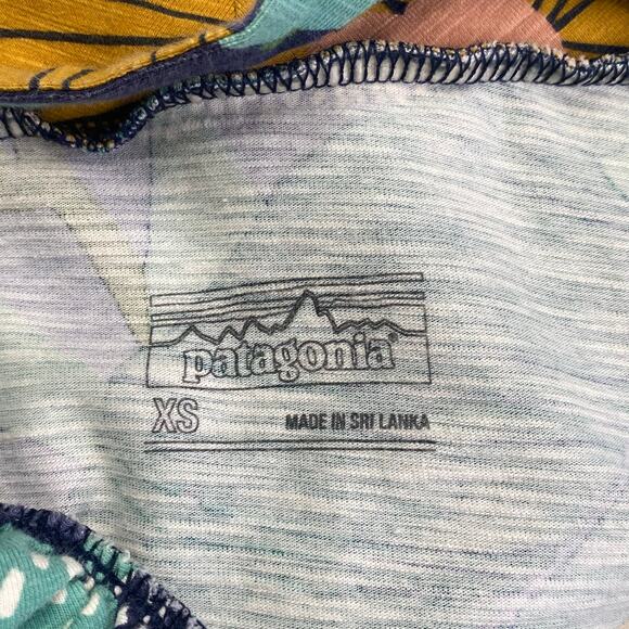 PATAGONIA Amber Dawn Dress Organic Jersey Athletic Strappy Tropical Print Sz XS - Picture 3 of 9